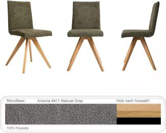 4x Stuhl Caja Varianten Polsterstuhl Massivholzstuhl Esszimmerstuhl Buche schwarz lackiert, Arizona 4411 Natural Gray