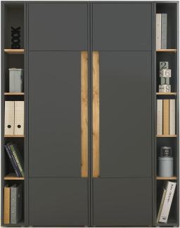 Aktenschrank Set Center in grau matt und Eiche Wotan 140 x 200 cm
