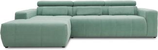 DOMO. collection Brandon Ecksofa, Sofa mit Rückenfunktion in L-Form, Polsterecke, Eckgarnitur, mint, 288 x 228 x 80 cm