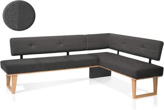Möbel-Eins COLMI Eckbank, Material Massivholz/Bezug Stoff Eiche 192 x 167 cm dunkelgrau