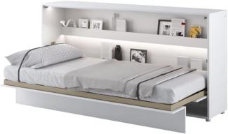 MEBLINI Schrankbett Bed Concept - Wandbett mit Lattenrost - Klappbett mit Schrank - Wandklappbett - Murphy Bed - Bettschrank - BC-06 - 90x200cm Horizontal - Weiß Matt