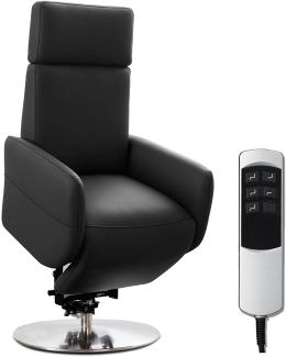 Cavadore TV-Sessel Cobra mit 2 E-Motoren und Aufstehhilfe / Elektrischer Fernsehsessel mit Fernbedienung / Relaxfunktion, Liegefunktion / bis 130 kg / L: 71 x 112 x 82 / Echtleder Schwarz