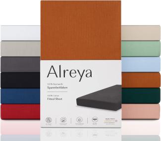 Alreya Renforcé Spannbettlaken 100 x 200 cm - Zimtbraun - 100% Baumwolle - Klassisches Spannbetttuch für Standardmatratzen bis 25cm Matratzenhöhe