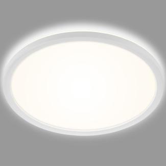 BRILONER Leuchten – LED Bad Deckenleuchte mit Backlight, IP44 LED Badezimmerlampe, ultraflach, neutralweißes Licht, Weiß, 290x35 mm (DxH)
