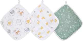 aden + anais essentials Waschlappen-Set, erleichtert das Baden für Babys und Kleinkinder, Geschenk für Jungen und Mädchen aus superweiches 100% Baumwoll-Musselin, 3er Pack, winnie + friends