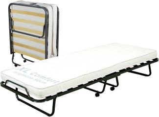 Cortassa - Klappbett XL Comfort mit Matratze aus Polyurethan, Höhe 10 cm, Einzel-Lattenrost aus Holz, 90 x 200, platzsparendes Bett mit Rollen