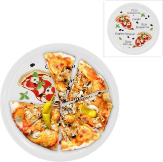 2er Pizzateller Margherita groß 30,5cm Porzellan Teller Pizzaplatte mit Motiv - für Pizza / Pasta