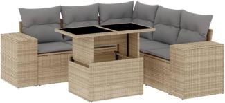 6-tlg. Garten-Sofagarnitur mit Kissen Beige Poly Rattan 3269159