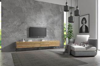 Wuun® TV-Board Lowboard Wohnwand TV-Bank Somero / 240cm (2 x 120cm) /Eiche/Haarnadel Schwarz