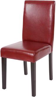 Esszimmerstuhl Littau, Küchenstuhl Stuhl, Leder ~ rot, dunkle Beine
