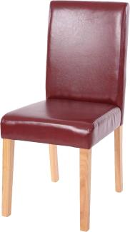 Esszimmerstuhl Littau, Küchenstuhl Stuhl, Kunstleder ~ rot-braun, helle Beine