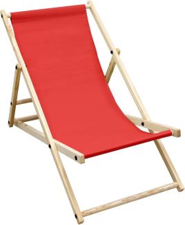 Liegestuhl klappbar aus Holz 3 Liegepositionen bis 120 kg Rot