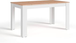 byLIVING Esstisch NORI / Moderner Küchentisch in Eiche-Optik / Untergestell Melamin weiß / Großer Tisch / 120 x 80, H 75 cm