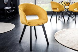 Design Stuhl DENMARK senfgelb schwarze Holzbeine Retro