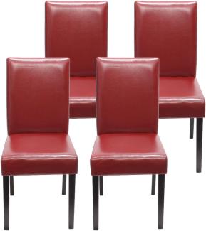 4er-Set Esszimmerstuhl Stuhl Küchenstuhl Littau ~ Kunstleder, rot dunkle Beine