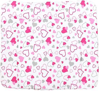 TupTam Baby Wickeltischauflage mit Baumwollbezug Gemustert, Farbe: Herzen Rosa / Grau, Größe: 70 x 70 cm