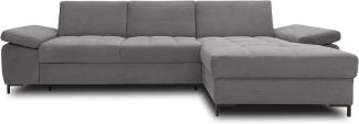 DOMO Collection Curacao Ecksofa, Eckcouch mit Federkern, Sofa mit Armlehnfunktion in L-Form, Schlaffunktion, dunkelgrau, 297 x 160 cm