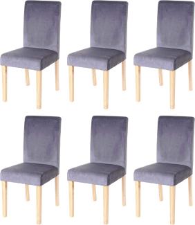6er-Set Esszimmerstuhl Stuhl Küchenstuhl Littau, Samt ~ grau, helle Beine