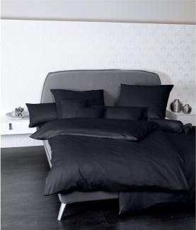 Janine Mako Satin Bettwäsche 2 teilig Bettbezug 155 x 200 cm Kopfkissenbezug 80 x 80 cm Colors 31001-98 schwarz
