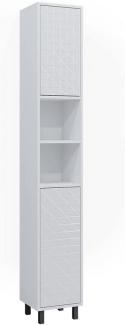 Vicco Hochschrank für Badezimmer Agasta 30cm schlank weiß, Badschrank in 3D Optik