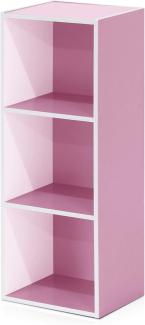 Furinno offenes Bücherregal mit 3 Fächern, holz, Weiß/Rosa, 30. 5 x 23. 6 x 80 cm