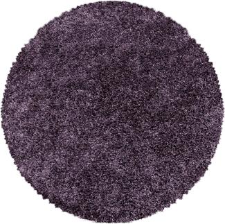 HomebyHome Shaggy Hochflor Teppich Wohnzimmer 120 cm Rund Violett - Teppich Flauschig, Modern, Plüsch und Extra Weich - Ideal für Schlafzimmer, Esszimmer und als Küchenteppich