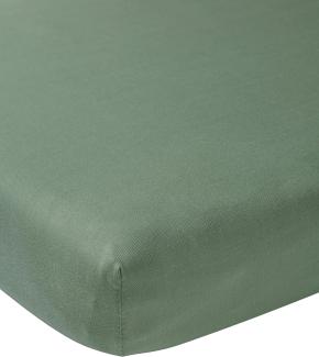 Meyco Baby Uni Spannbettlaken für die Laufgittermatratze (Bettlaken mit weicher Jersey-Qualität, aus 100% Baumwolle, perfekte Passform durch Rundum-Gummizug, atmungsaktiv, Maße: 75 x 95cm), Waldgrün