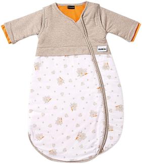 Gesslein 773097 Bubou Babyschlafsack mit abnehmbaren Ärmeln: Temperaturregulierender Ganzjahreschlafsack, Baby/Kinder Größe 110 cm, beige/weiß mit Kätzchen