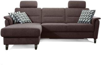 Cavadore Ecksofa Palera mit Federkern / L-Form Sofa mit Longchair links / 244 x 89 x 164 / Stoff Braun