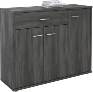 CARO-Möbel Kommode Estelle Sideboard Mehrzweckschrank, Esche grau mit 3 Türen und 1 Schublade, 88 cm breit