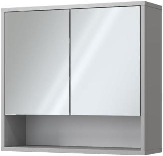 Vicco Spiegelschrank für Badezimmer Eliza 70 x 65 cm, Grau, Badezimmer, Ablage