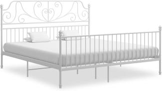 vidaXL Metallbett Schlafzimmer Bett Doppelbett Schlafzimmermöbel Bettrahmen Pulverbeschichtetes Metall Weiß 180x200cm