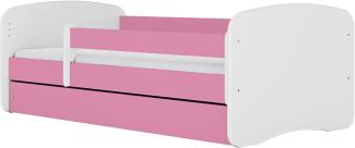 Kocot Kids Einzelbett pink/weiß 70x140 cm inkl. Rausfallschutz, Matratze, Schublade und Lattenrost