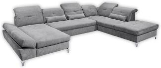 Couch MELFI Sofa Schlafcouch Wohnlandschaft Bettsofa Schlaffunktion grau U-Form
