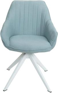 6er-Set Esszimmerstuhl HWC-K27, Küchenstuhl Stuhl mit Armlehne, drehbar Stoff/Textil ~ mint-grün
