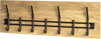 HAKU Möbel Wandgarderobe, Holz, Eiche geölt-schwarz, 60 x 10 x 20 cm