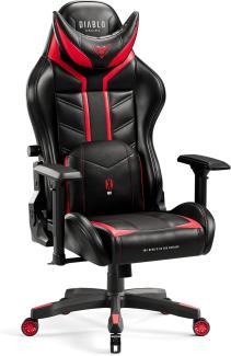 Diablo X-Ray Gaming Stuhl Bürostuhl Gamer Chair Schreibtischstuhl 4D Armlehnen Ergonomisches Design Kunstleder Perforation Wippfunktion Schwarz-Rot Normal (L)