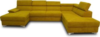 DOMO. collection Niria Wohnlandschaft | Eckcouch mit Rückenfunktion | Sofa U Form Couch, großes Ecksofa, gelb/senf, 167x337x230 cm