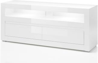 TV-Lowboard Nobile in Hochglanz weiß / Stone Design grau 150 x 63 cm
