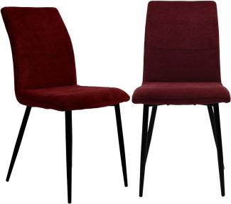 Moderne Esszimmerstühle mit Stoffbezug - bequeme Esstischstühle mit abgesteppter Vorderseite - gepolsterte Küchenstühle mit gebogener Rückenlehne für mehr Sitzkomfort Bordeaux 2 St.