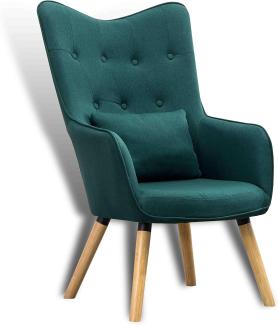 Fernsehsessel Relaxsessel Sessel mit Kissen Lese Stoff Polsterstuhl Grün