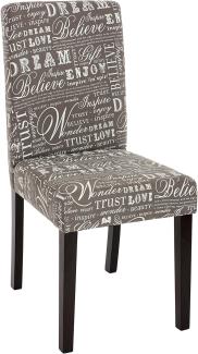 6er-Set Esszimmerstuhl Stuhl Küchenstuhl Littau ~ Textil mit Schriftzug, grau, dunkle Beine