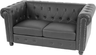 Luxus 2er Sofa Loungesofa Couch Chesterfield Kunstleder 160cm ~ runde Füße, schwarz