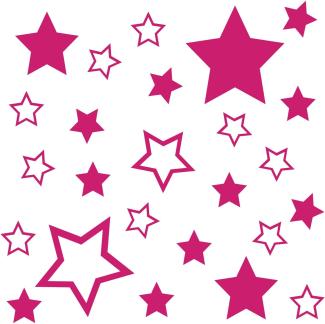kleb-Drauf Wandtattoos 25 Sterne Pink - matt