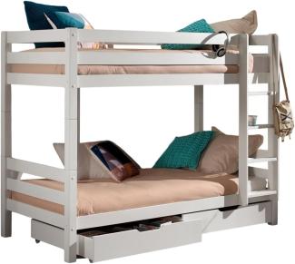 Etagenbett mit zwei Bettschubladen Pino 90 x 200 cm Kiefer Höhe 160 cm