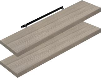 WOLTU 2X Wandregal Wandboard Bücherregal Regale für Deko Wandablagen aus MDF Holz, 2er Set Hängeregal Graue Holzoptik, 100x22. 9x3. 8cm