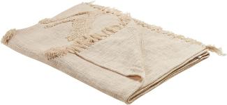 Decke Baumwolle beige 130 x 180 cm orientalisches Muster FATEHPUR