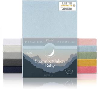 Laleni Premium Spannbettlaken 60x120-70x140 cm - Oeko-Tex Zertifiziert, 100% Baumwolle, atmungsaktives Spannbetttuch Jersey Baby, 150 g/m², Hellblau