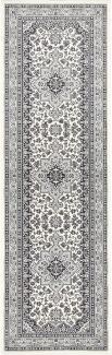 Orientalischer Kurzflor Teppich Parun Täbriz Creme Grau - 80x250x0,9cm