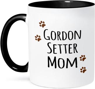 3dRose Gordon Setter Hund-Breed-Brown, mit Prints-Doggy, mit Ton von Mama Love-Two Kaffeebecher, Keramik, Schwarz, 10. 16 cm x 7,62 x-Uhr